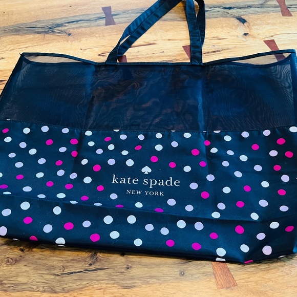 KATE SPADE unused Black with Polka Dot Mesh Large to Extra Large Tote Bag - Picture 5 of 5